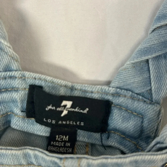 7 for all mankind - denim shortalls with braided shoulder straps. Size 12 months - Picture 2 of 5